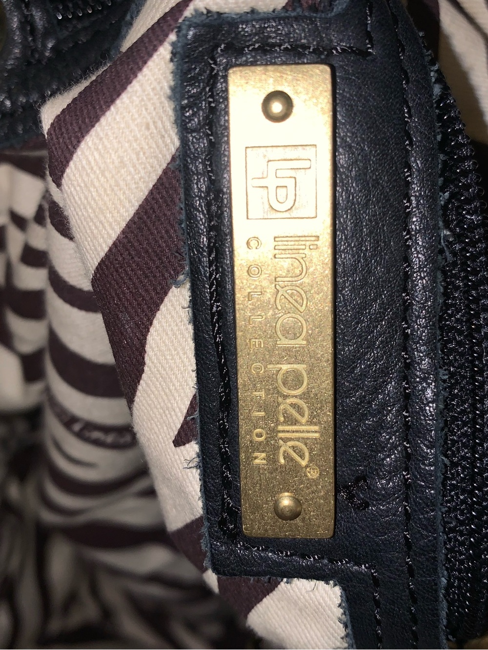 LINEA PELLE Black Leather Shoulder Bag with Gold Hardware - Picture 5 of 5